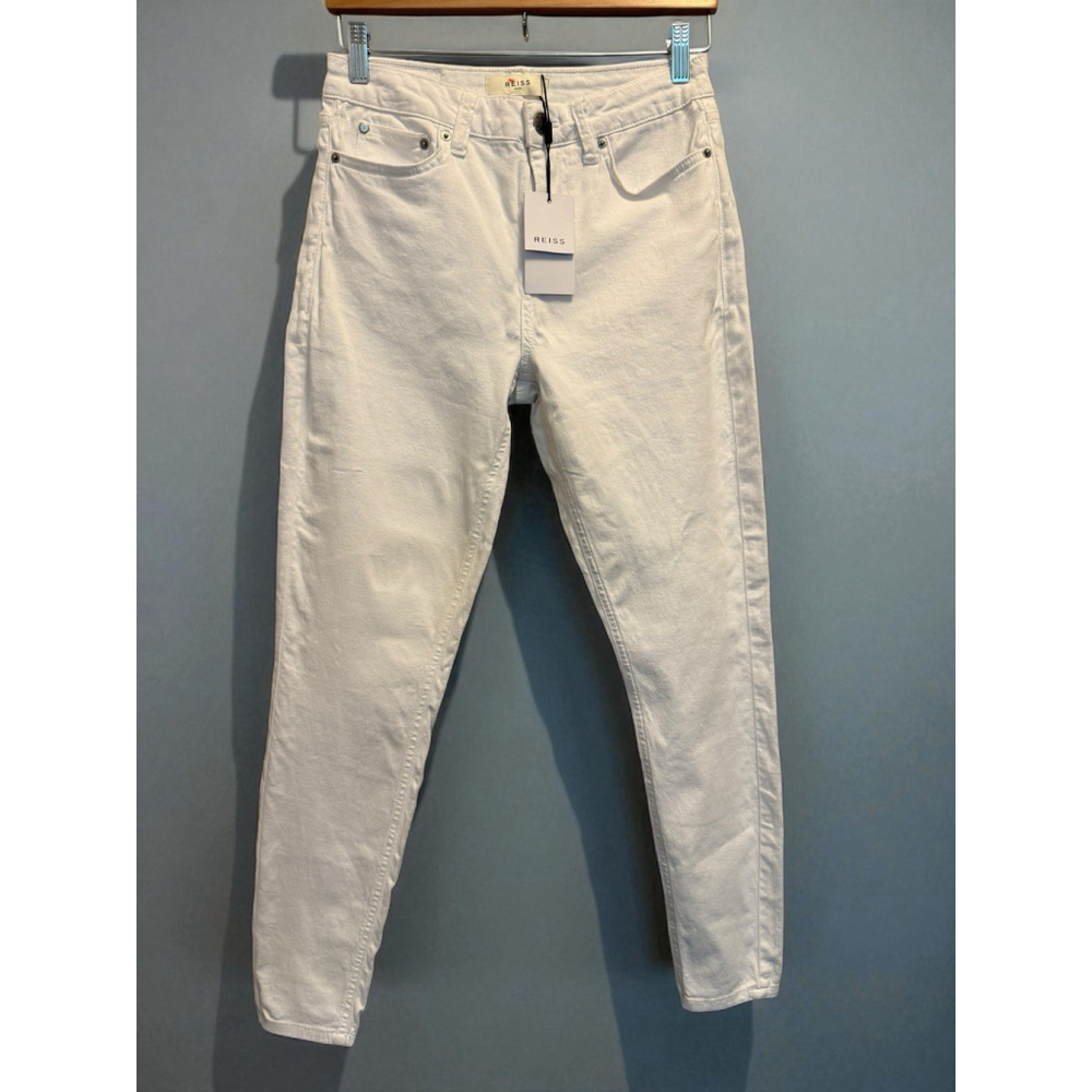 REISS Jeans Lux Mid Rise Skinny Jeans White Size 29 New With Tags Flawed Read
